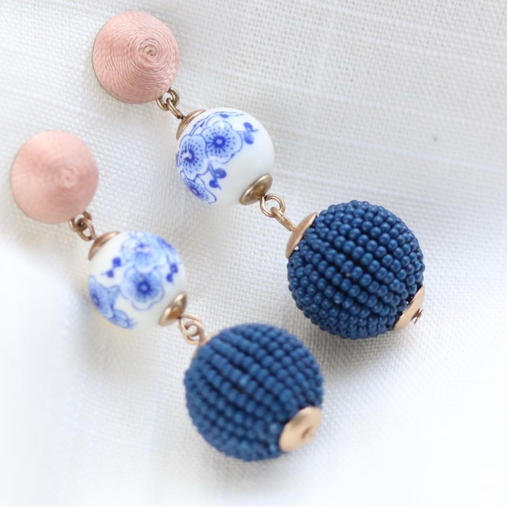 Chloe + Isabel Kyoto Blue and White Beaded Earrings
